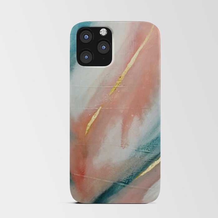 Celestial [3]: a minimal abstract mixed-media piece in Pink, Blue, and gold by Alyssa Hamilton Art iPhone Card Case