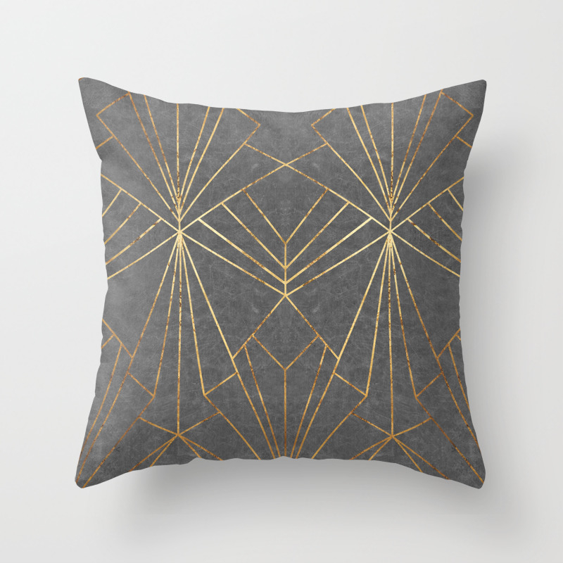 Art Deco In Gold Grey Large Scale Throw Pillow By