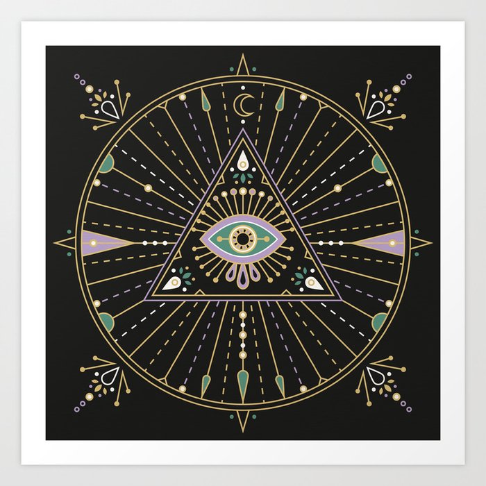 Evil Eye Mandala – Black Art Print