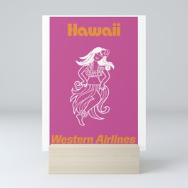 1968 HAWAII Western Airlines Travel Poster Mini Art Print