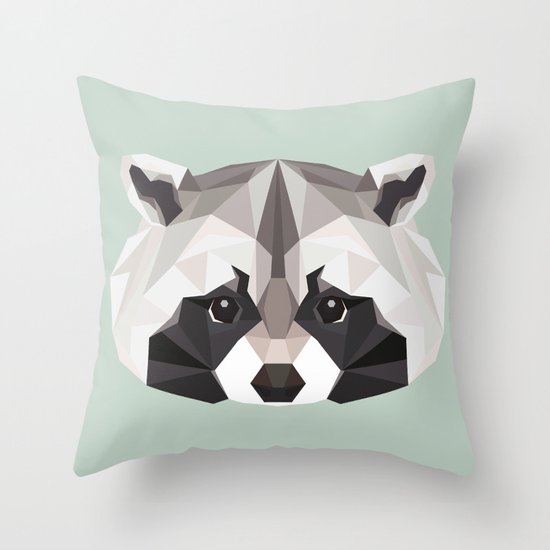 R is for Raccoon Throw Pillow