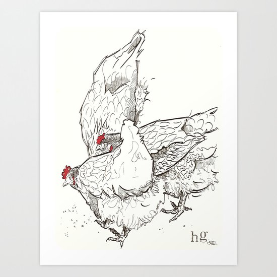 Pecking Art Print