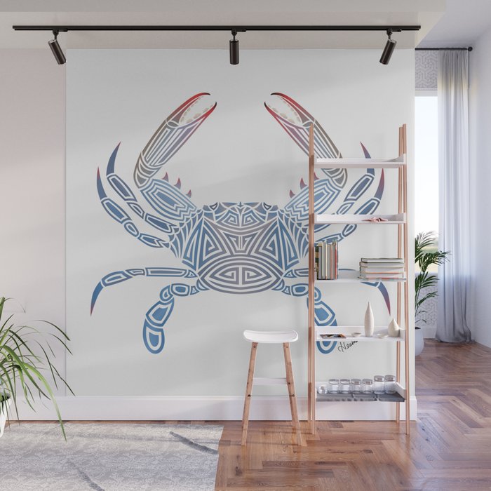 Tribal Blue Crab Wall Mural By Artsytoocreations Society6