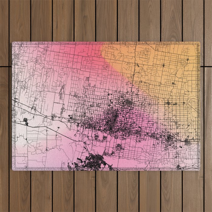 McAllen, USA. Colorful City Map  Outdoor Rug