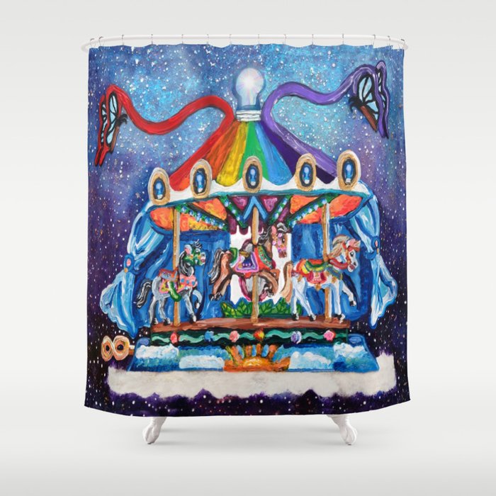 Enchanted Butterfly Dream Carousel Shower Curtain
