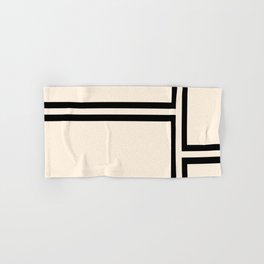 Strong Deco - Minimalist Geometric Design in Black and Almond Cream Hand & Bath Towel