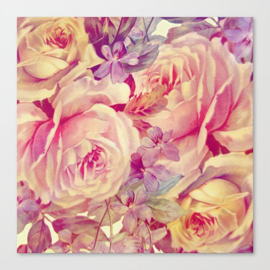 soft vintage roses Canvas Print