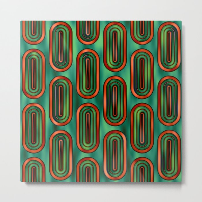 Pattern Retro Style green and orange Metal Print