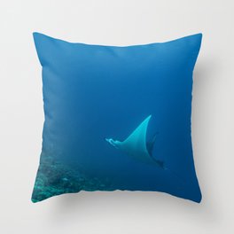 Manta Soaring along the Reef Throw Pillow