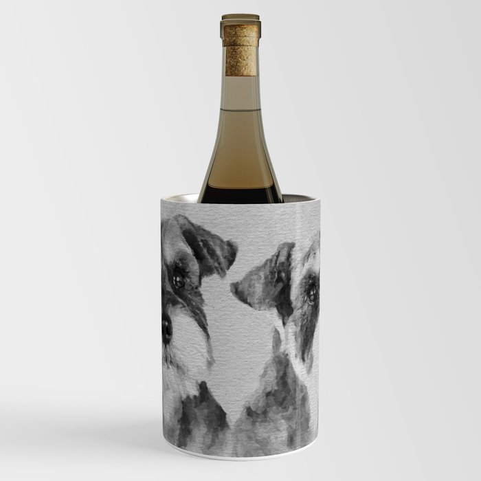 Miniature Schnauzers Grayscale Digital art Wine Chiller