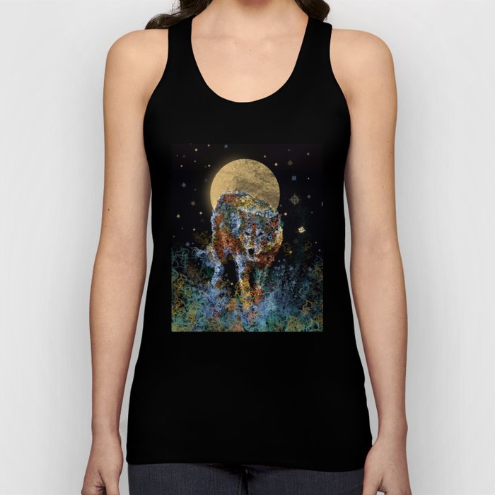 floral animals wolf and stars Tank Top