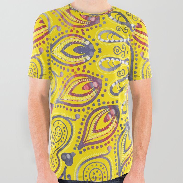 Yellow Easter Mandala All Over Graphic Tee