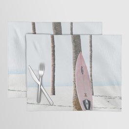 Pastel Pink Surfboard at Beach Placemat