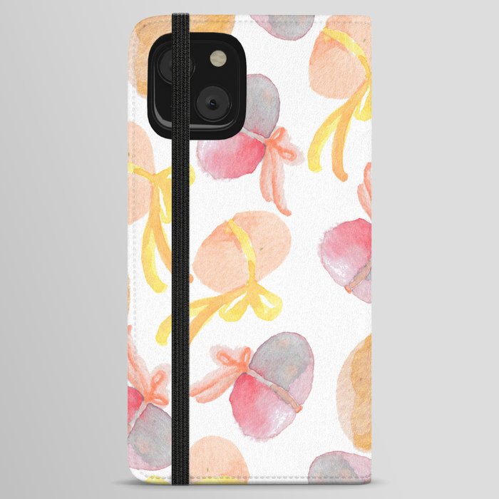 Modern Pink Lilac Lavender Yellow Watercolor Easter Eggs iPhone Wallet Case
