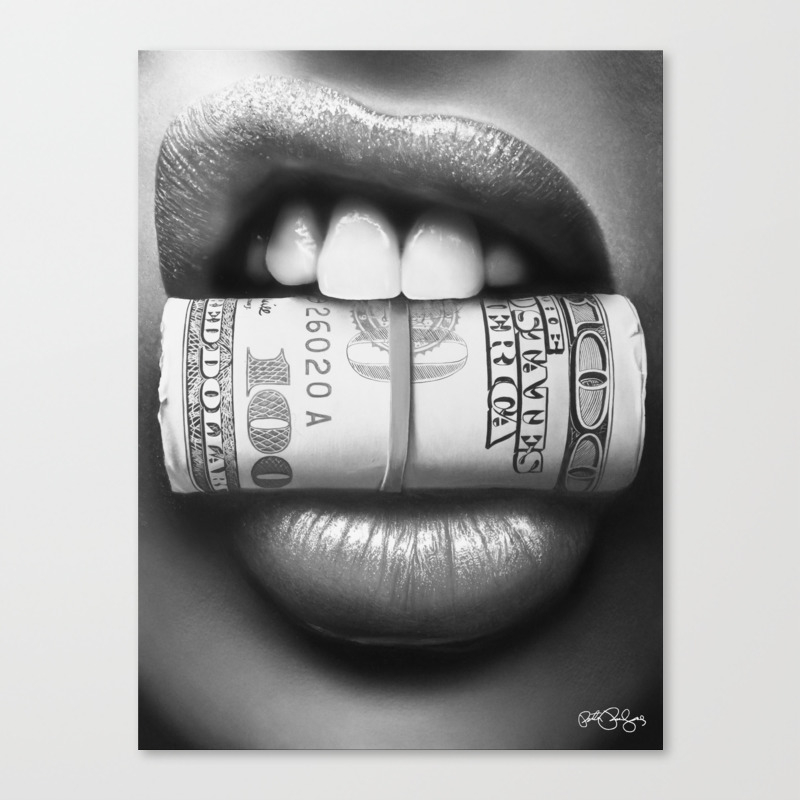 Put Your Money Where Your Mouth Is Black And White Version Canvas Print By Peterperlegas Society6
