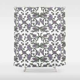 Block Print Floral Pattern Shower Curtain