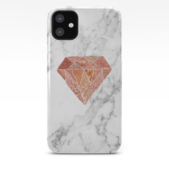 Rose gold diamond on marble iPhone Case by peggieprints Society6