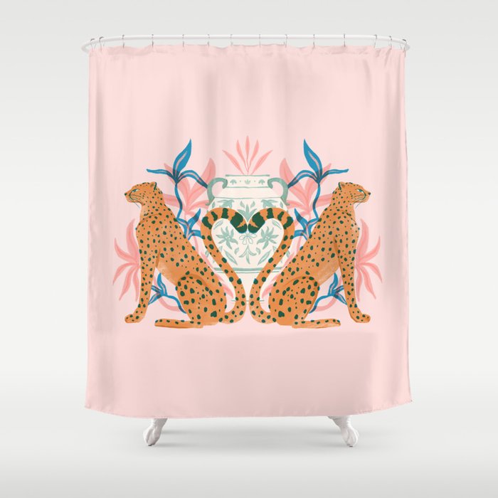 Cheetah Symmetry Shower Curtain