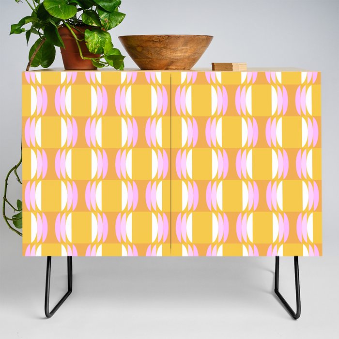 Groovy Geometric Shapes in Yellow and Pink Credenza