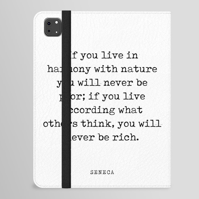 Harmony With Nature - Seneca Quote - Literature - Typewriter Print iPad Folio Case