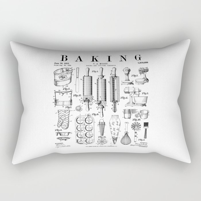Baking Cooking Baker Pastry Chef Kitchen Vintage Patent Rectangular Pillow