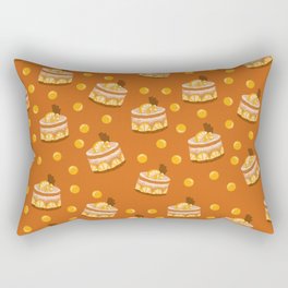 Sweet Cakes Print On Orange Background Pattern Rectangular Pillow