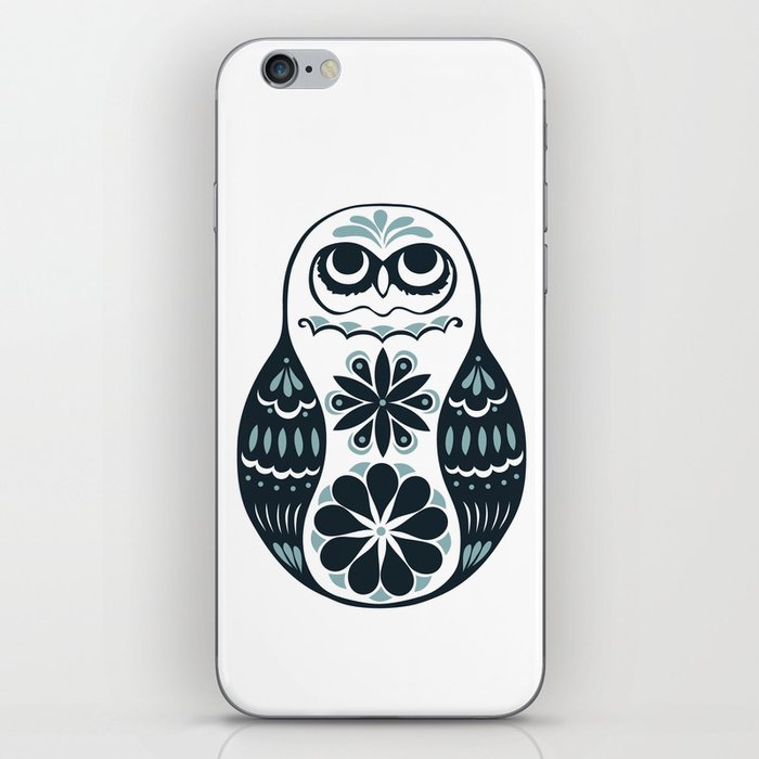 Flower Owl Matryoshka - Steel iPhone Skin