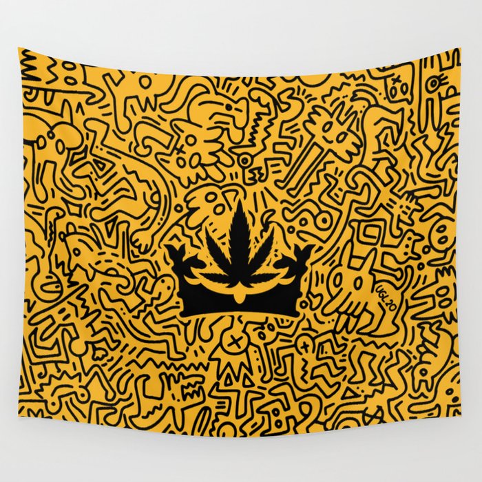 Uptown Growlab "Calm in the Chaos" Cannabis Crown Print  Wall Tapestry