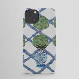 Hand Painted Bamboo Trellis Chinoiserie Ginger Jar  iPhone Case