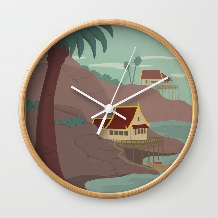 Ember Island Travel Poster Wall Clock