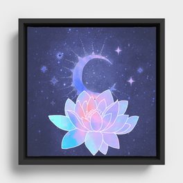 moon lotus flower Framed Canvas