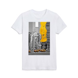 NYC Yellow Cabs - Police Car - Brush Stroke Kids T Shirt