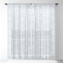 Pale Blue Japanese wave pattern Sheer Curtain