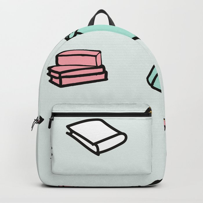 Hand Drawn Books Seamless Vector Pattern Background Backpack