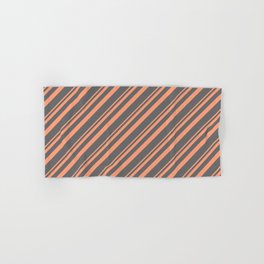 [ Thumbnail: Light Salmon & Dim Grey Colored Striped Pattern Hand & Bath Towel ]