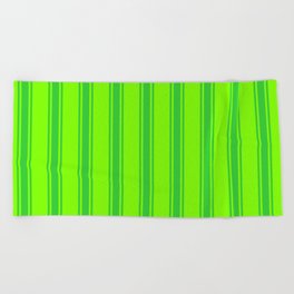 [ Thumbnail: Chartreuse & Lime Green Colored Lines/Stripes Pattern Beach Towel ]