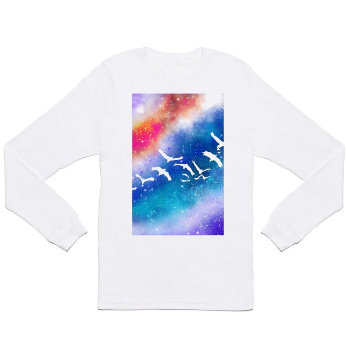 Spread Your Wings, Birds Freedom Fly Painting, Free courage Colorful Positivity Eclectic Explore Long Sleeve T Shirt