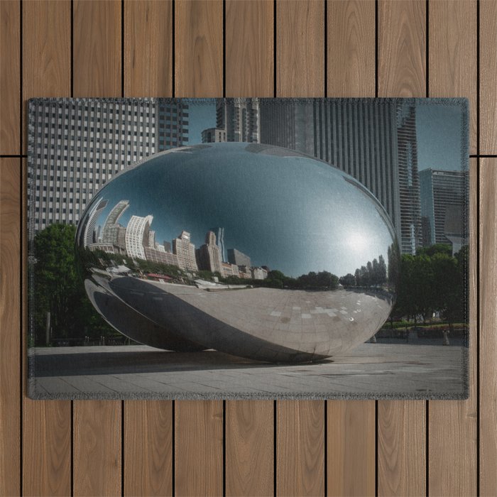 Cloud Gate Reflecting Michigan Avenue Chicago Outdoor Rug