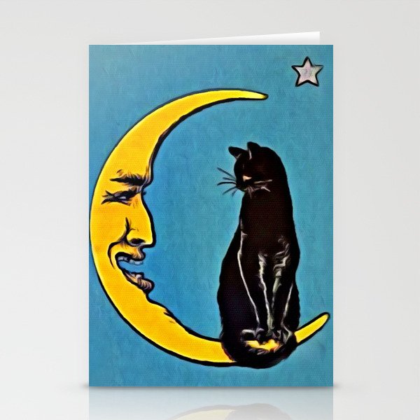 Black Cat & Moon Stationery Cards