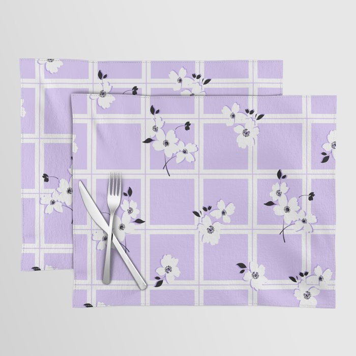 Lavender Floral Grid Placemat