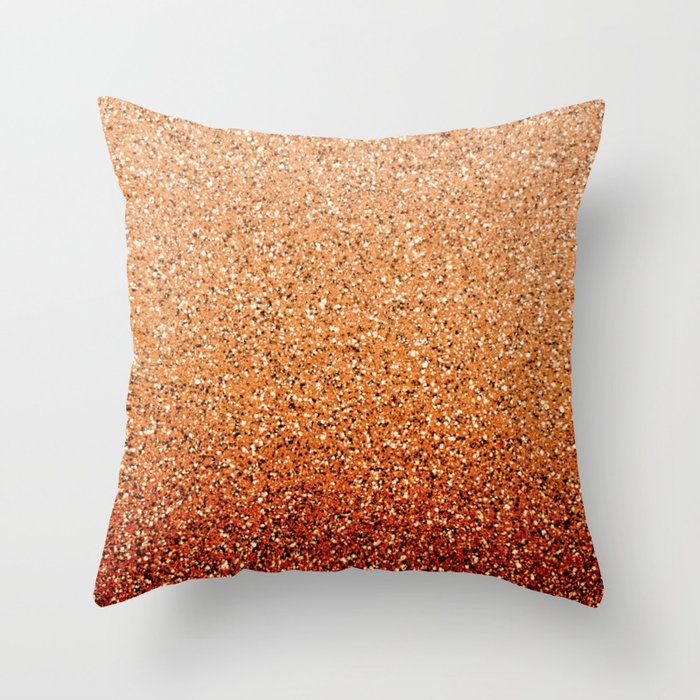 Burnt Orange Ombre Glitter Throw Pillow