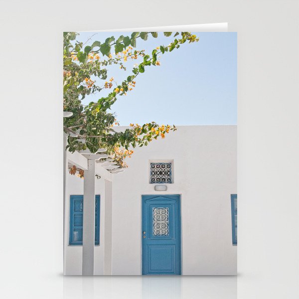 Santorini Oia Blue Door Dream #2 #minimal #wall #decor #art #society6 Stationery Cards