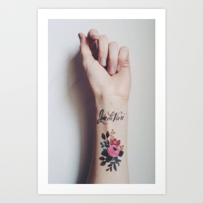 Joie de vivre - wrist tattoo flowers Art Print