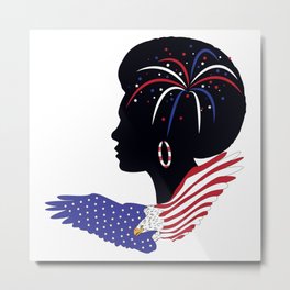 Black Queen Independence Celebration Metal Print | Blackpower, Americaneagle, Wingsofeagle, Melanin, Americanflag, Africanamerican, 4Thofjuly, Starspangled, Digital, Blackwoman 