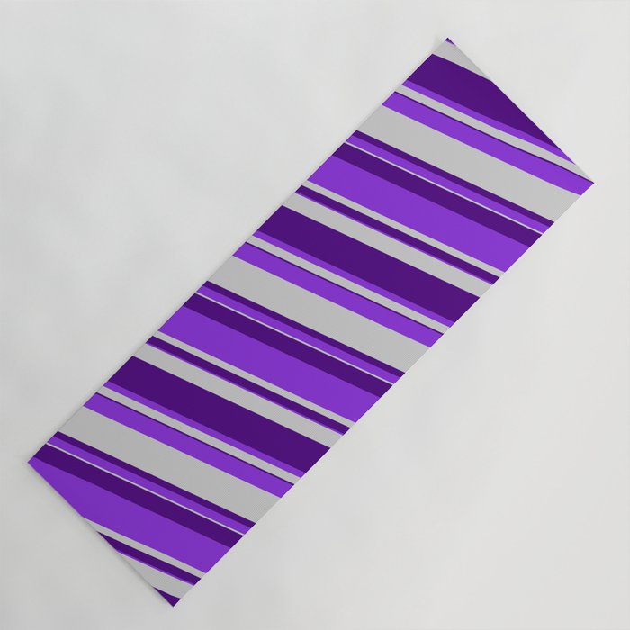 Purple, Light Gray & Indigo Colored Stripes/Lines Pattern Yoga Mat