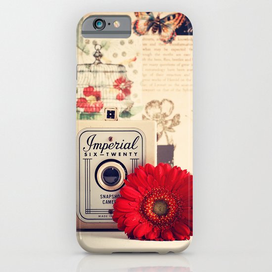 Retro Camera and Red Flower (Retro and Vintage Still Life Photography) iPhone & iPod Case