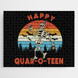 Happy Quarantine Halloween Funny Skeleton Jigsaw Puzzle