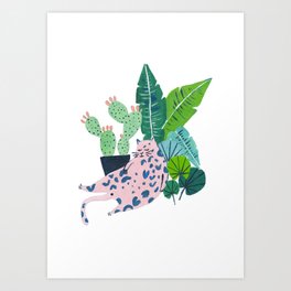 Fat Plant Kitty Art Print