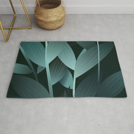 Leafy - Dark Leaf Minimalistic Art Design  Area & Throw Rug