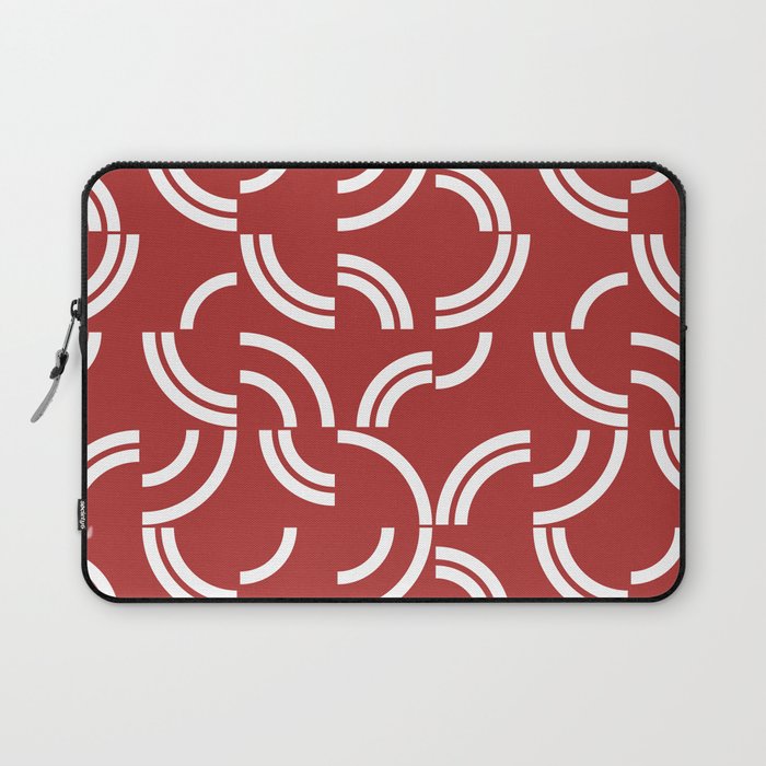 White curves on red background Laptop Sleeve